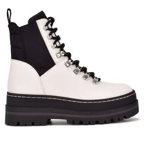 Marc Fisher Plune Lace-Up Lug Sole Leather Moto Bootie MARC FISHER LTD #457